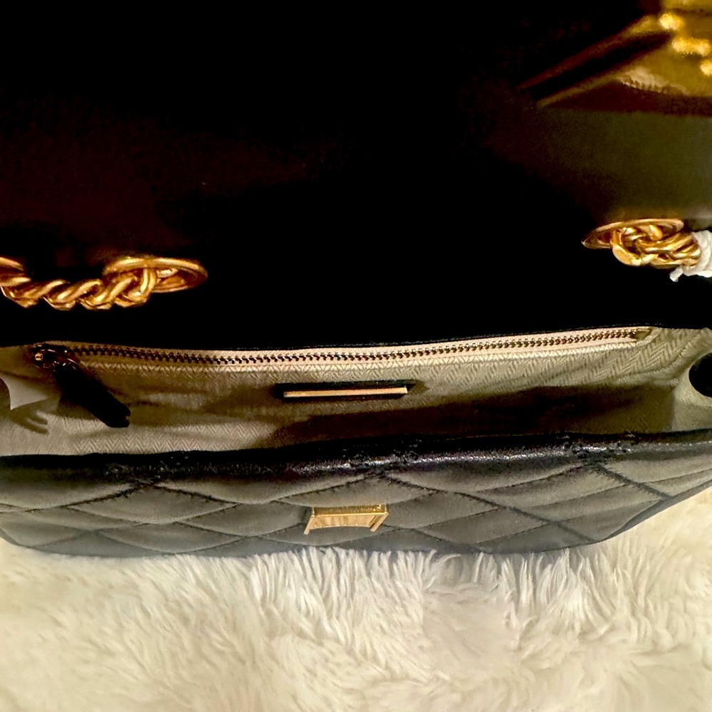 Tory Burch Black Quilted Shoulder Bag with Gold Accents